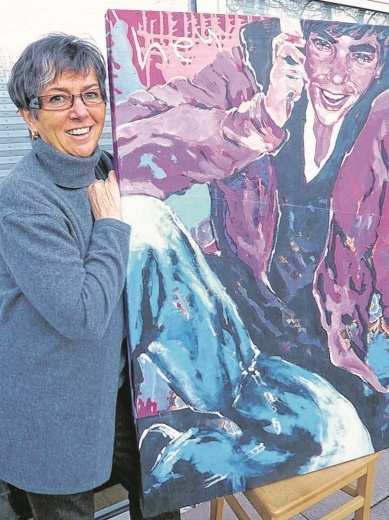 Christine Huber mit einem Portrait ihrer JUNGEN LEUTE